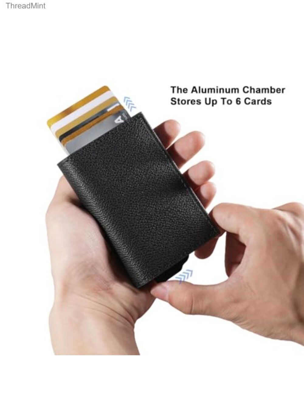 Slim Wallet for Men RFID Pop Up Card Holder Faux Leather EDC Minimalist